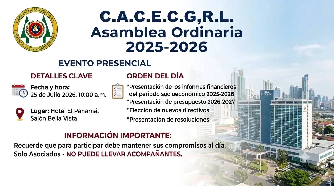 Convocatoria Asamblea Ordinaria 2025-2026 CACECG, R.L.