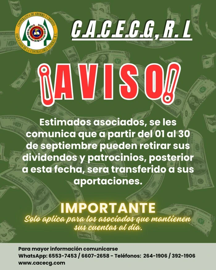 Aviso distribución de excedentes CACECG